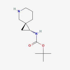molecular formula C12H22N2O2 B11767929 tert-butyl N-[(1R,3R)-5-azaspiro[2.5]octan-1-yl]carbamate 