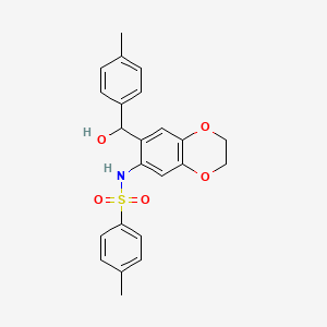 molecular formula C23H23NO5S B11768027 N-(7-(Hydroxy(p-tolyl)methyl)-2,3-dihydrobenzo[b][1,4]dioxin-6-yl)-4-methylbenzenesulfonamide 