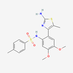 molecular formula C19H21N3O4S2 B11768113 N-(2-(2-Amino-5-methylthiazol-4-yl)-4,5-dimethoxyphenyl)-4-methylbenzenesulfonamide CAS No. 886494-46-8