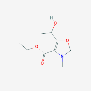molecular formula C9H15NO4 B11768168 Ethyl 5-(1-hydroxyethyl)-3-methyl-2,3-dihydrooxazole-4-carboxylate 
