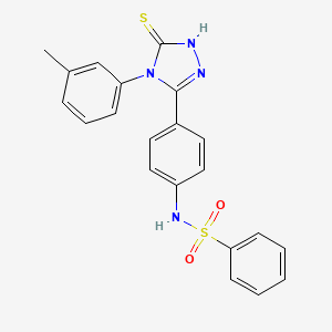molecular formula C21H18N4O2S2 B11768232 N-(4-(5-Mercapto-4-(m-tolyl)-4H-1,2,4-triazol-3-yl)phenyl)benzenesulfonamide 