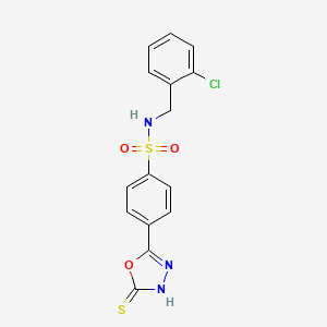 molecular formula C15H12ClN3O3S2 B11768322 N-(2-Chlorobenzyl)-4-(5-mercapto-1,3,4-oxadiazol-2-yl)benzenesulfonamide 