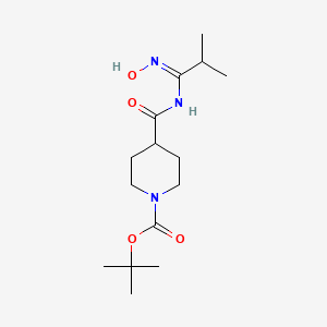 molecular formula C15H27N3O4 B11768410 tert-Butyl 4-((1-(hydroxyimino)-2-methylpropyl)carbamoyl)piperidine-1-carboxylate 