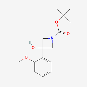 molecular formula C15H21NO4 B11768453 Tert-butyl 3-hydroxy-3-(2-methoxyphenyl)azetidine-1-carboxylate 