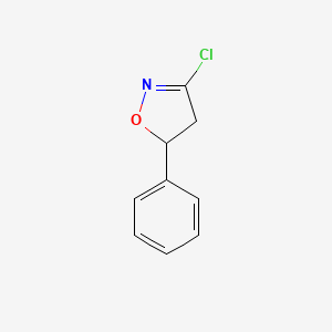molecular formula C9H8ClNO B11768538 Isoxazole, 3-chloro-4,5-dihydro-5-phenyl- CAS No. 62056-52-4