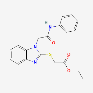 molecular formula C19H19N3O3S B11768544 Ethyl 2-((1-(2-oxo-2-(phenylamino)ethyl)-1H-benzo[d]imidazol-2-yl)thio)acetate 