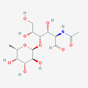 molecular formula C14H25NO10 B11768563 N-((2R,3R,4S,5R)-3,5,6-Trihydroxy-1-oxo-4-(((2S,3S,4R,5S,6S)-3,4,5-trihydroxy-6-methyltetrahydro-2H-pyran-2-yl)oxy)hexan-2-yl)acetamide 