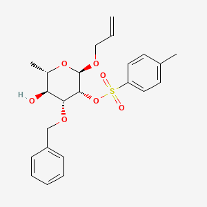 molecular formula C23H28O7S B11768732 Allyl 3-O-benzyl-2-O-p-toluenesulfonyl-a-L-rhamnopyranoside 
