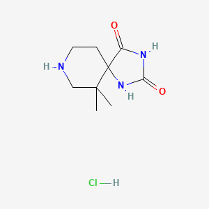 molecular formula C9H16ClN3O2 B11769061 6,6-Dimethyl-1,3,8-triazaspiro[4.5]decane-2,4-dione hydrochloride 