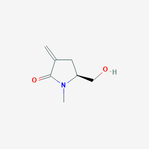 molecular formula C7H11NO2 B11769216 (5S)-5-(Hydroxymethyl)-1-methyl-3-methylidenepyrrolidin-2-one 