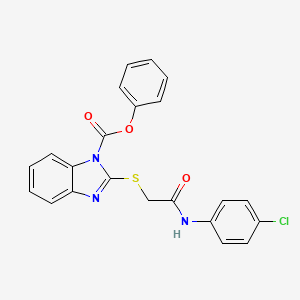 molecular formula C22H16ClN3O3S B11769255 Phenyl 2-[(4-chlorophenylcarbamoyl)methylthio]-1H-benzo[d]imidazole-1-carboxylate 