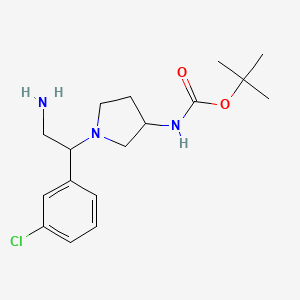 molecular formula C17H26ClN3O2 B11769300 tert-Butyl (1-(2-amino-1-(3-chlorophenyl)ethyl)pyrrolidin-3-yl)carbamate CAS No. 886365-07-7