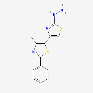 molecular formula C13H12N4S2 B11769322 2-Hydrazinyl-4'-methyl-2'-phenyl-4,5'-bithiazole 