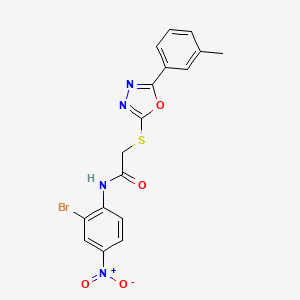 molecular formula C17H13BrN4O4S B11769472 N-(2-Bromo-4-nitrophenyl)-2-((5-(m-tolyl)-1,3,4-oxadiazol-2-yl)thio)acetamide 