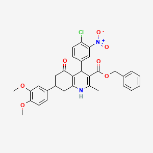 molecular formula C32H29ClN2O7 B11769495 Benzyl 4-(4-chloro-3-nitrophenyl)-7-(3,4-dimethoxyphenyl)-2-methyl-5-oxo-1,4,5,6,7,8-hexahydroquinoline-3-carboxylate 