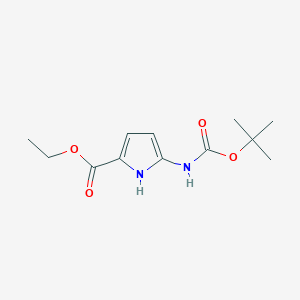 molecular formula C12H18N2O4 B11769548 Ethyl 5-((tert-butoxycarbonyl)amino)-1H-pyrrole-2-carboxylate 
