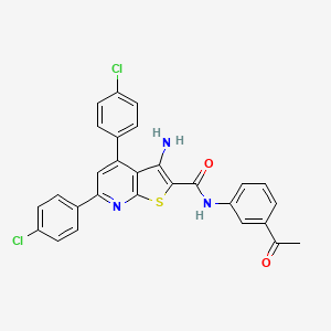 molecular formula C28H19Cl2N3O2S B11769594 N-(3-acetylphenyl)-3-amino-4,6-bis(4-chlorophenyl)thieno[2,3-b]pyridine-2-carboxamide 