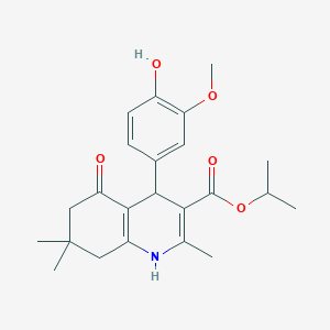 molecular formula C23H29NO5 B11769774 Isopropyl 4-(4-hydroxy-3-methoxyphenyl)-2,7,7-trimethyl-5-oxo-1,4,5,6,7,8-hexahydroquinoline-3-carboxylate 
