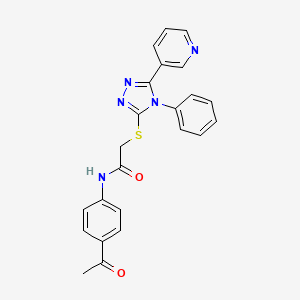 molecular formula C23H19N5O2S B11769790 N-(4-Acetylphenyl)-2-((4-phenyl-5-(pyridin-3-yl)-4H-1,2,4-triazol-3-yl)thio)acetamide 