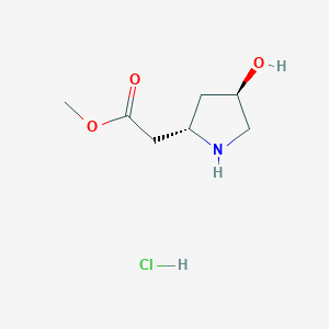 molecular formula C7H14ClNO3 B11769830 Methyl 2-((2S,4R)-4-hydroxypyrrolidin-2-yl)acetate hydrochloride 