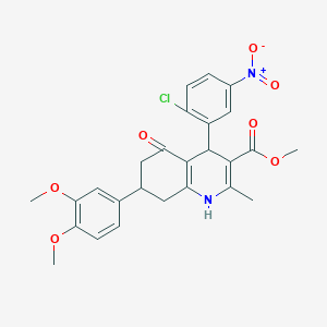molecular formula C26H25ClN2O7 B11769907 Methyl 4-(2-chloro-5-nitrophenyl)-7-(3,4-dimethoxyphenyl)-2-methyl-5-oxo-1,4,5,6,7,8-hexahydroquinoline-3-carboxylate 
