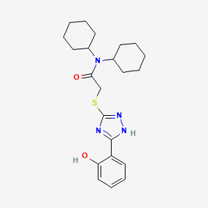 molecular formula C22H30N4O2S B11770072 N,N-Dicyclohexyl-2-((3-(2-hydroxyphenyl)-1H-1,2,4-triazol-5-yl)thio)acetamide 