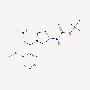molecular formula C18H29N3O3 B11770197 tert-Butyl (1-(2-amino-1-(2-methoxyphenyl)ethyl)pyrrolidin-3-yl)carbamate CAS No. 886364-99-4