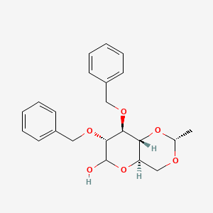 molecular formula C22H26O6 B11770212 D-Glucopyranose, 4,6-O-(1R)-ethylidene-2,3-bis-O-(phenylmethyl)- 