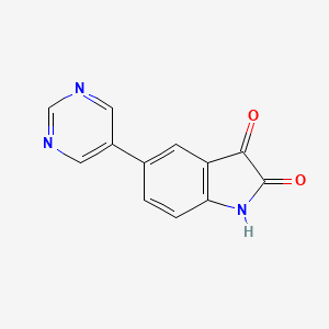 molecular formula C12H7N3O2 B11770223 5-(Pyrimidin-5-yl)indoline-2,3-dione CAS No. 893737-66-1