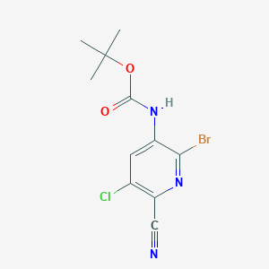molecular formula C11H11BrClN3O2 B11770246 tert-Butyl (2-bromo-5-chloro-6-cyanopyridin-3-yl)carbamate 