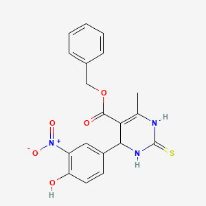 molecular formula C19H17N3O5S B11770280 Benzyl 4-(4-hydroxy-3-nitrophenyl)-6-methyl-2-thioxo-1,2,3,4-tetrahydropyrimidine-5-carboxylate 