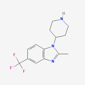 molecular formula C14H16F3N3 B11770311 2-Methyl-1-(piperidin-4-yl)-5-(trifluoromethyl)-1H-benzo[d]imidazole 