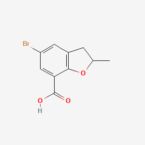 molecular formula C10H9BrO3 B11770329 5-Bromo-2-methyl-2,3-dihydrobenzofuran-7-carboxylic acid 