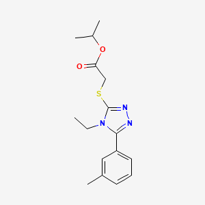 molecular formula C16H21N3O2S B11770353 Isopropyl 2-((4-ethyl-5-(m-tolyl)-4H-1,2,4-triazol-3-yl)thio)acetate 