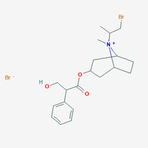 molecular formula C20H29Br2NO3 B117706 [8-(1-Bromopropan-2-yl)-8-methyl-8-azoniabicyclo[3.2.1]octan-3-yl] 3-hydroxy-2-phenylpropanoate;bromide CAS No. 150575-66-9