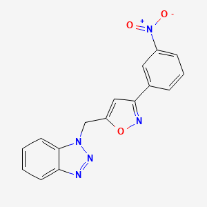 molecular formula C16H11N5O3 B11772030 5-((1H-Benzo[D][1,2,3]triazol-1-YL)methyl)-3-(3-nitrophenyl)isoxazole 