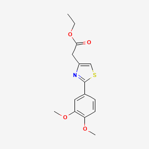 molecular formula C15H17NO4S B11772036 Ethyl 2-(2-(3,4-dimethoxyphenyl)thiazol-4-yl)acetate 
