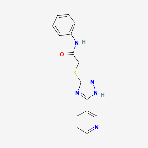 molecular formula C15H13N5OS B11772125 N-Phenyl-2-((3-(pyridin-3-yl)-1H-1,2,4-triazol-5-yl)thio)acetamide 