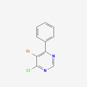 molecular formula C10H6BrClN2 B11772237 5-Bromo-4-chloro-6-phenylpyrimidine CAS No. 3438-56-0