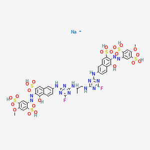 molecular formula C14H21NO B1177229 Sodium;2-[[6-[[4-fluoro-6-[1-[[4-fluoro-6-[[5-hydroxy-6-[(4-methoxy-2,5-disulfophenyl)diazenyl]-7-sulfonaphthalen-2-yl]amino]-1,3,5-triazin-2-yl]amino]propan-2-ylamino]-1,3,5-triazin-2-yl]amino]-1-hydroxy-3-sulfonaphthalen-2-yl]diazenyl]-5-methoxybenzene-1,4-disulfonic acid CAS No. 155522-07-9