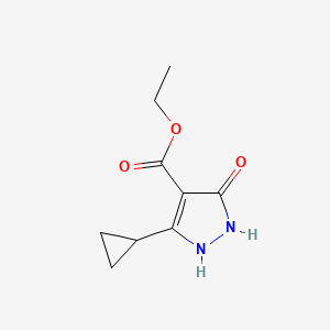 molecular formula C9H12N2O3 B11772291 Ethyl 3-cyclopropyl-5-hydroxy-1H-pyrazole-4-carboxylate 