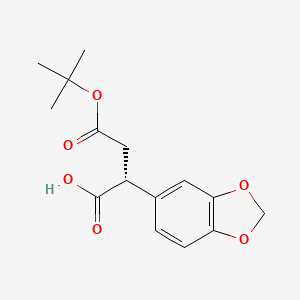 molecular formula C15H18O6 B11772353 (R)-2-(Benzo[D][1,3]dioxol-5-YL)-4-(tert-butoxy)-4-oxobutanoic acid 