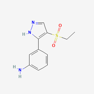 molecular formula C11H13N3O2S B11772552 3-(4-(Ethylsulfonyl)-1H-pyrazol-3-yl)aniline CAS No. 1774898-70-2