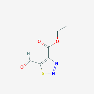 molecular formula C6H6N2O3S B11772555 Ethyl 5-formyl-1,2,3-thiadiazole-4-carboxylate 