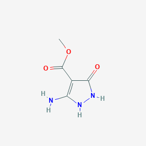 molecular formula C5H7N3O3 B11772618 Methyl 5-amino-3-oxo-2,3-dihydro-1H-pyrazole-4-carboxylate 