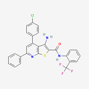 molecular formula C27H17ClF3N3OS B11772649 3-Amino-4-(4-chlorophenyl)-6-phenyl-N-(2-(trifluoromethyl)phenyl)thieno[2,3-b]pyridine-2-carboxamide 