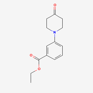 molecular formula C14H17NO3 B11772719 Ethyl 3-(4-oxopiperidin-1-yl)benzoate 