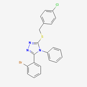 molecular formula C21H15BrClN3S B11772760 3-(2-Bromophenyl)-5-((4-chlorobenzyl)thio)-4-phenyl-4H-1,2,4-triazole 