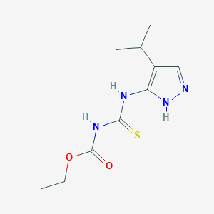 molecular formula C10H16N4O2S B11772790 Ethyl aminon-(4-isopropyl-1H-pyrazol-5-yl)methanethiocarbamate 