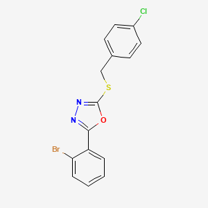 molecular formula C15H10BrClN2OS B11773018 2-(2-Bromophenyl)-5-((4-chlorobenzyl)thio)-1,3,4-oxadiazole 